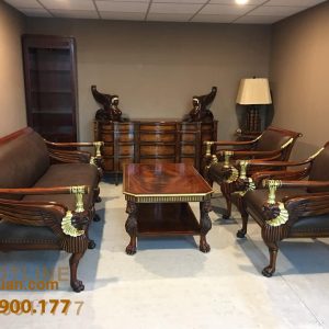 COMBO SOFA CỔ DIỂN DA BÒ THẬT