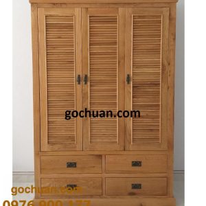 Tủ Áo Gỗ Sồi Mỹ 3 cánh lá sách 4H