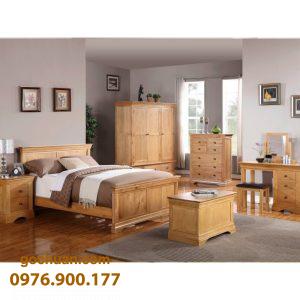 Bộ phòng ngủ gỗ sồi Mỹ giường Pano