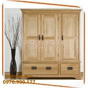 Tủ Áo Gỗ Sồi Mỹ 3 cánh VN