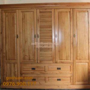 Tủ Áo Gỗ Sồi Mỹ 5 cánh