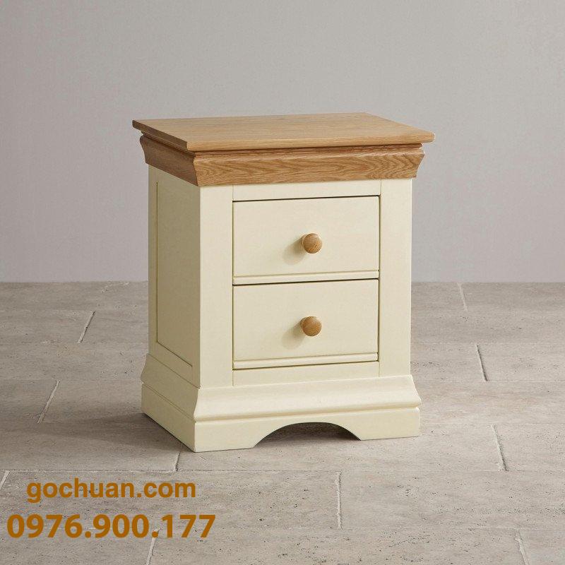 Tủ Đầu Giường Trắng Nóc Sồi 2 hộc