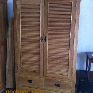 Tủ Áo Gỗ Sồi Mỹ 2 cánh lá sách 4H