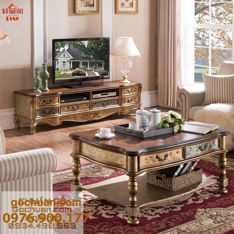 KỆ TIVI TÂN CỔ ĐIỂN MÀU NÂU (KTVNX01)